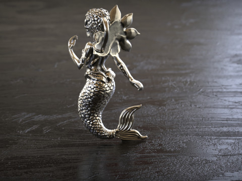 哥特式骷髅美人鱼吊坠 3D 打印模型