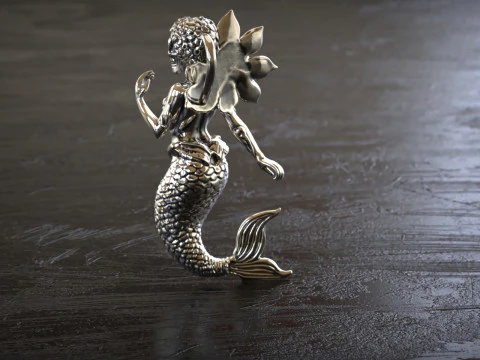 ゴシックスカルマーメイドペンダント 3Dプリントモデル