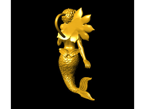 哥特式骷髅美人鱼吊坠 3D 打印模型