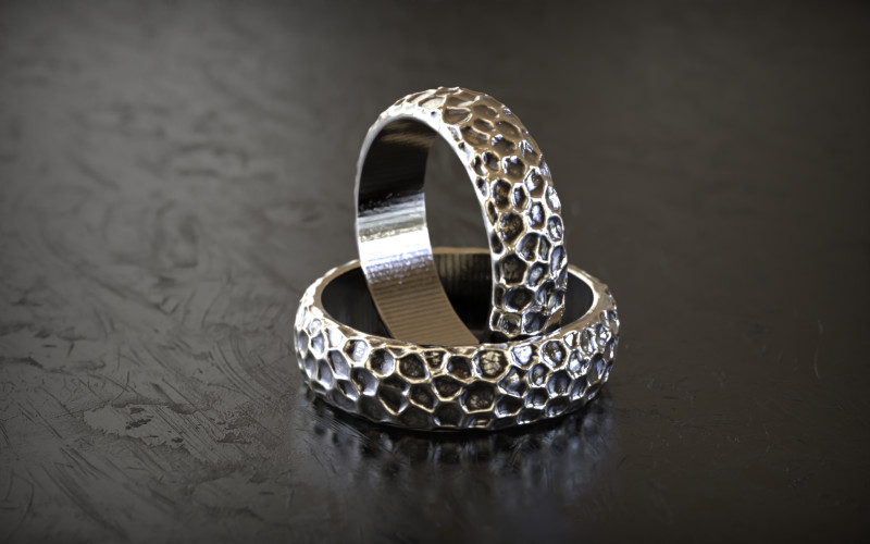 蜂窝锤纹戒指 3D 打印模型 .c4d .max .obj .3ds .fbx .stl .blend