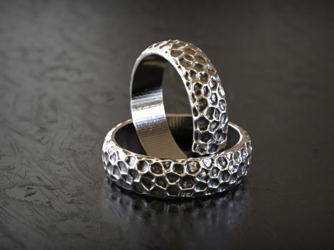 Honeycomb Hammered Texture Ring 3D Print Model
