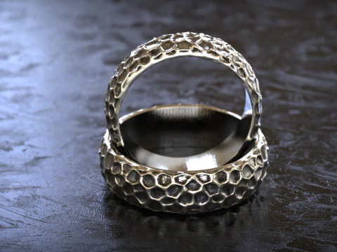 Honeycomb Hammered Texture Ring 3D Print Model