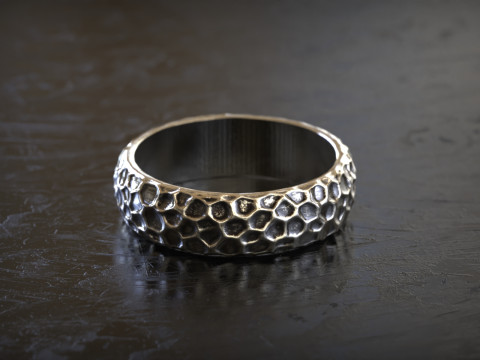 蜂窝锤纹戒指 3D 打印模型