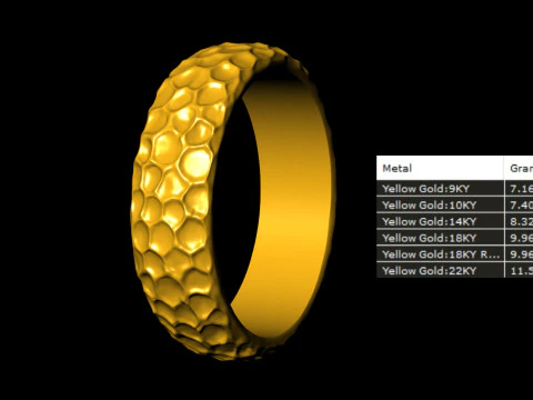 Honeycomb Hammered Texture Ring 3D Print Model