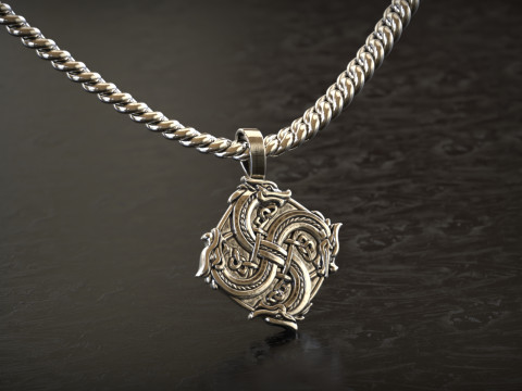 Viking Ejderha Düğüm Kolye 3D Baskı Modeli