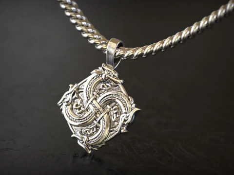 Viking Dragon Knotwork Pendant 3D Print Model