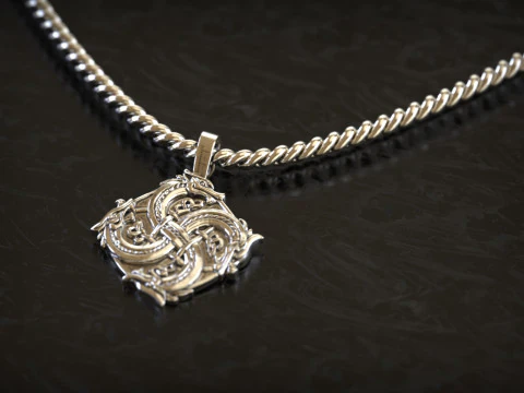 Viking Dragon Knotwork Pendant 3D Print Model