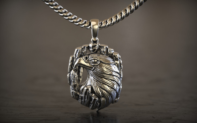 Medalhão Águia de Prata Modelo de Impressão 3D .c4d .max .obj .3ds .fbx .stl .blend 