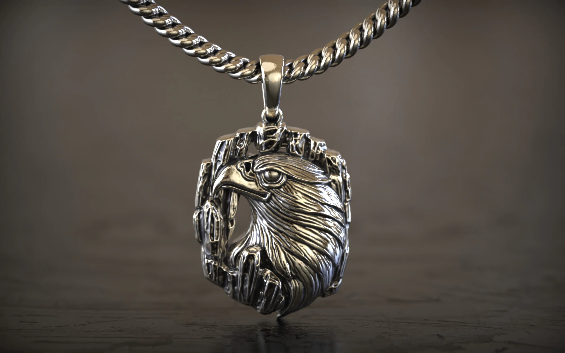 G&uuml;m&uuml;ş Kartal Madalyonu 3D Baskı Modeli .c4d .max .obj .3ds .fbx .stl .blend 