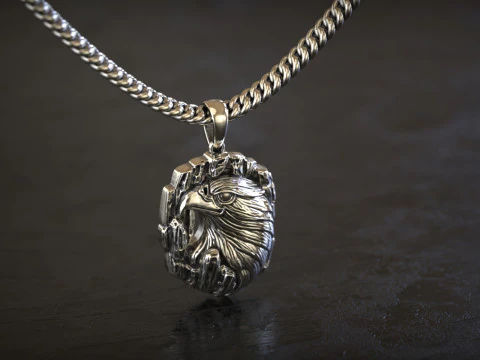 G&uuml;m&uuml;ş Kartal Madalyonu 3D Baskı Modeli