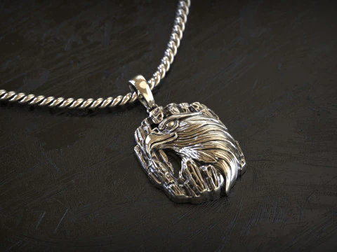 G&uuml;m&uuml;ş Kartal Madalyonu 3D Baskı Modeli