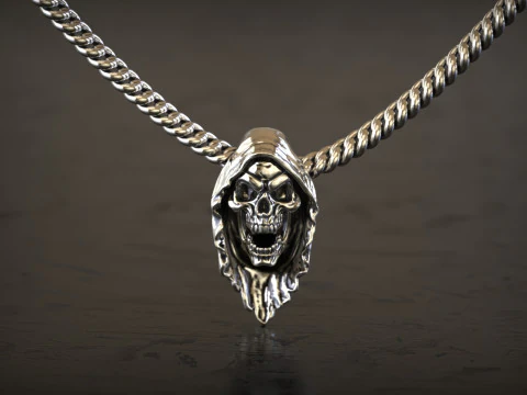 Grim Reaper Skull Pendant 3D Print Model
