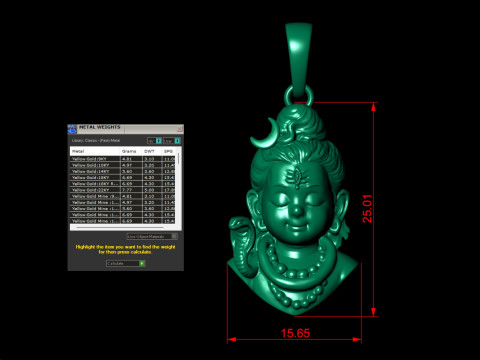 Bala Shiva Pendant 3D Print Model