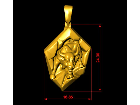 Charging Bull Pendant 3D Print Model
