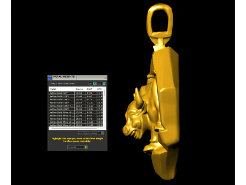 Charging Bull Pendant 3D Print Model