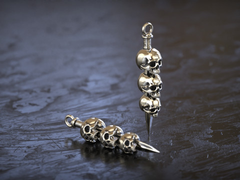 Colgante de hoja de tres calaveras Modelo de impresión 3D