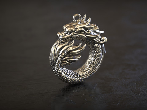 Dragon Ouroboros Pendant 3D Print Model