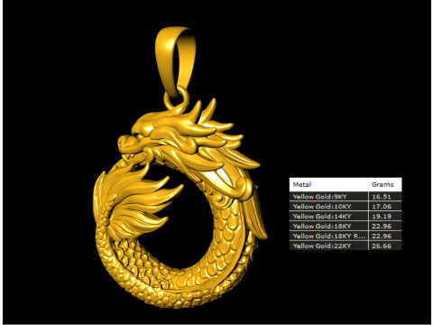 Dragon Ouroboros Pendant 3D Print Model