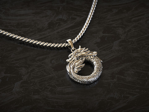 Dragon Ouroboros Pendant 3D Print Model