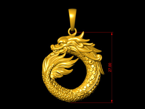 Dragon Ouroboros Pendant 3D Print Model