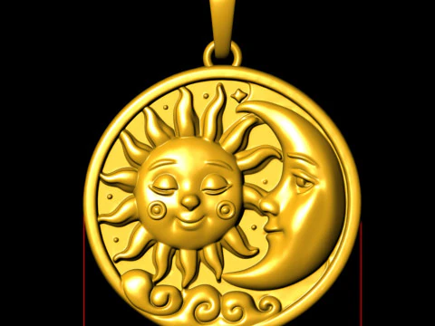Sun and Moon Celestial Pendant 3D Print Model