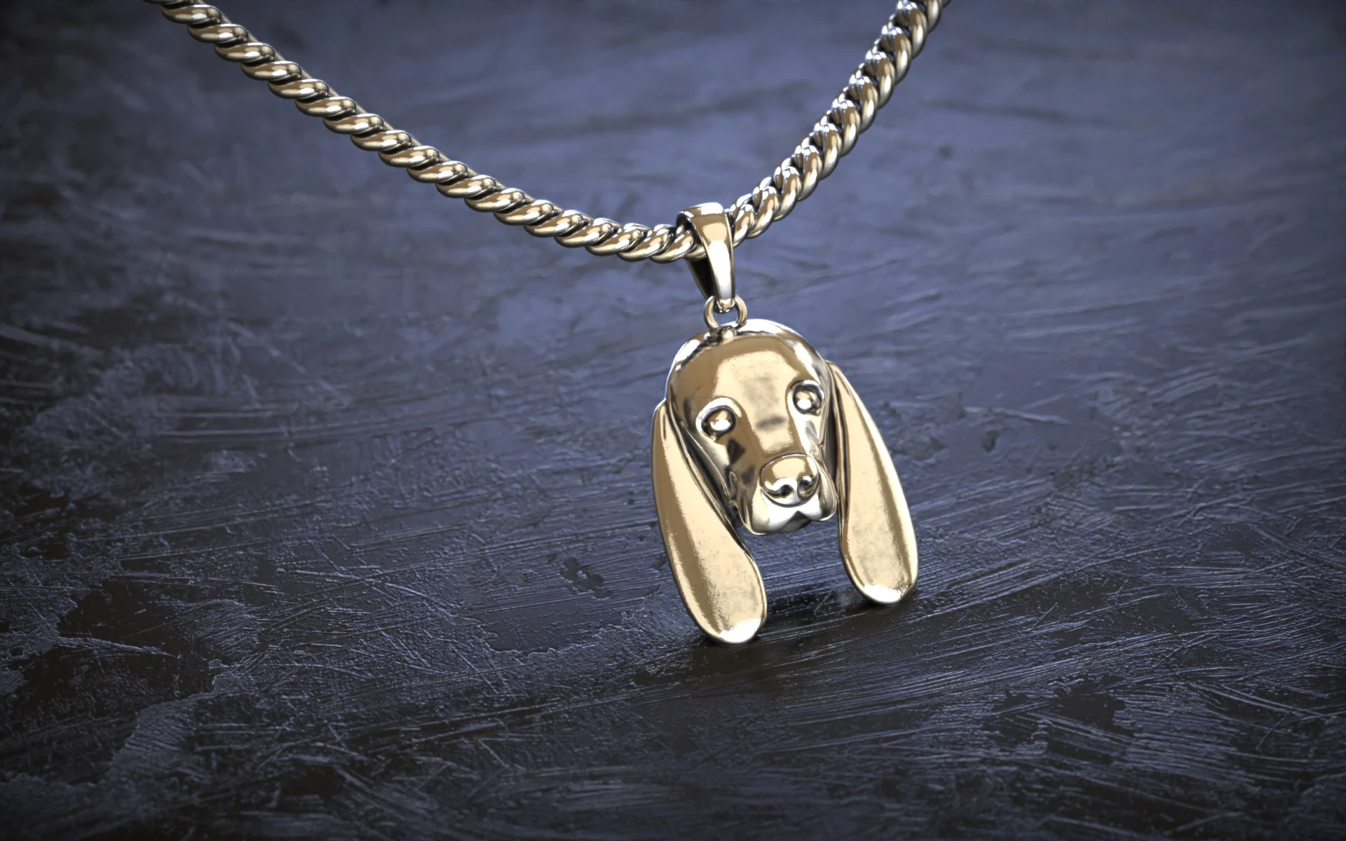 Cute Dog Head Pendant 3D Print Model .c4d .max .obj .3ds .fbx .stl .blend