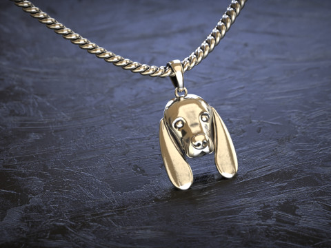 Cute Dog Head Pendant 3D Print Model