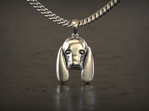 Cute Dog Head Pendant 3D Print Model
