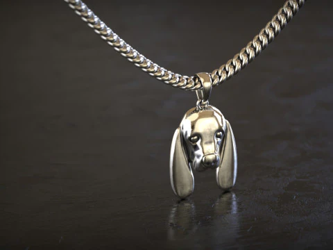 Cute Dog Head Pendant 3D Print Model