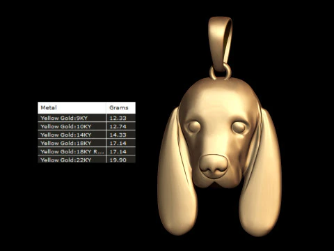 Cute Dog Head Pendant 3D Print Model