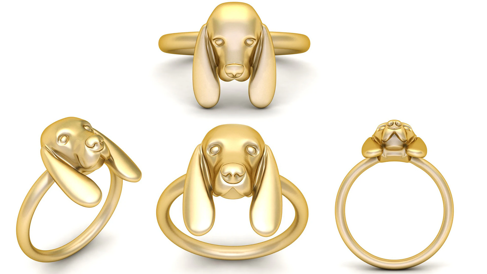 Cute Dog Head Ring 3D Print Model .c4d .max .obj .3ds .fbx .stl .blend 