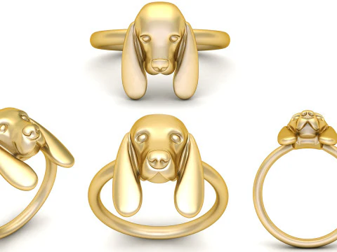 Anello testa di cane carino Modello di stampa 3D