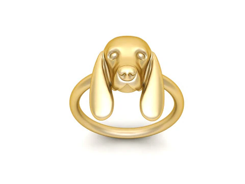 Cute Dog Head Ring 3D Print Model