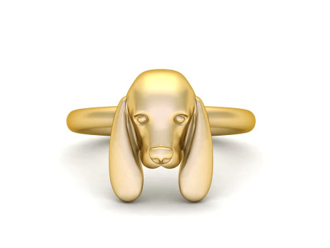 Cute Dog Head Ring 3D Print Model