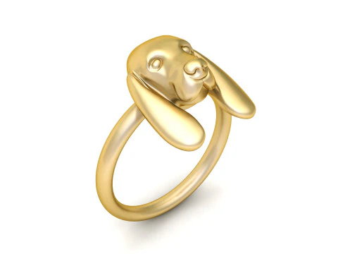Cute Dog Head Ring 3D Print Model
