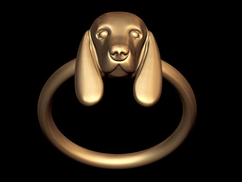 Cute Dog Head Ring 3D Print Model