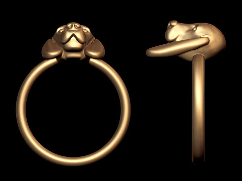 Cute Dog Head Ring 3D Print Model