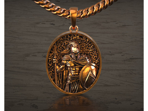 Spartalı Savaş&ccedil;ı Kalkanı Kolye 3D Baskı Modeli