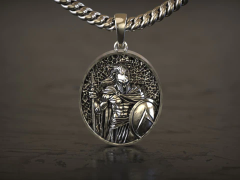 Spartan Warrior Shield Pendant 3D Print Model