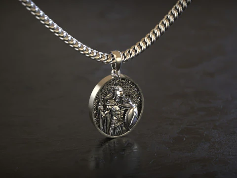 Spartan Warrior Shield Pendant 3D Print Model