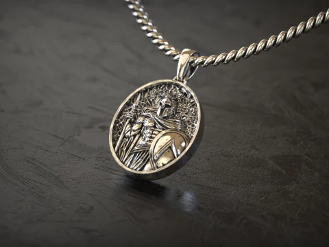 Spartan Warrior Shield Pendant 3D Print Model
