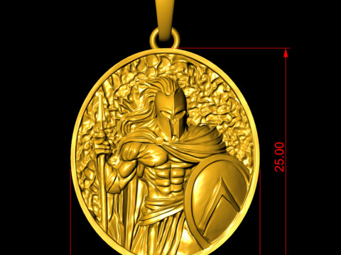 Spartan Warrior Shield Pendant 3D Print Model