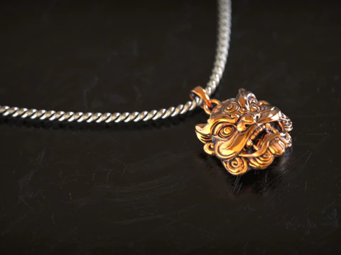 Foo Dog Pendant Necklace 3D Print Model