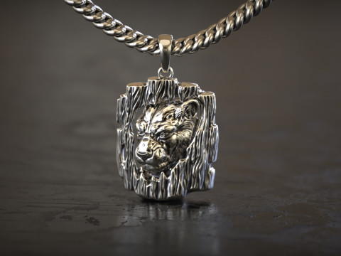 Wildlife Lion Head Pendant 3D Print Model