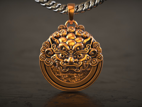 Pingente Le&atilde;o Guardi&atilde;o Celestial Modelo de Impressão 3D