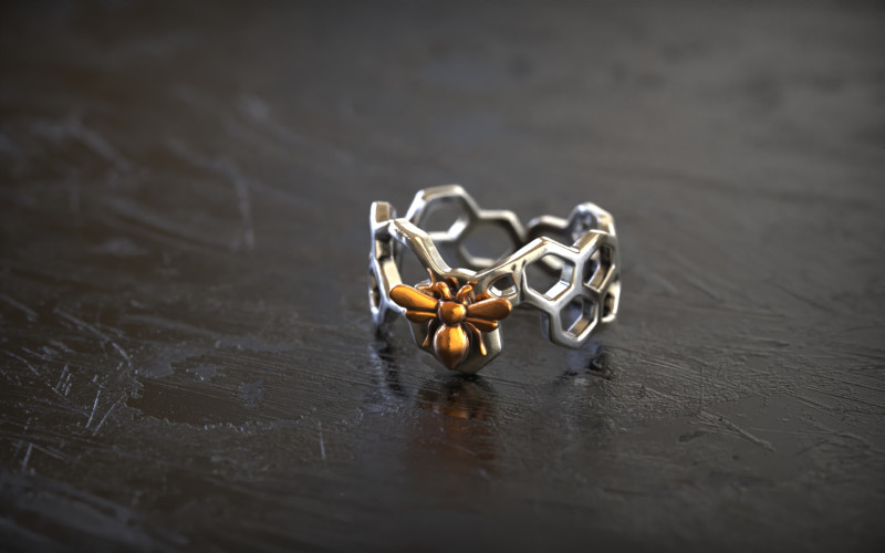 Anello di dichiarazione dell'ape a nido d'ape Modello di stampa 3D .c4d .max .obj .3ds .fbx .stl .blend 