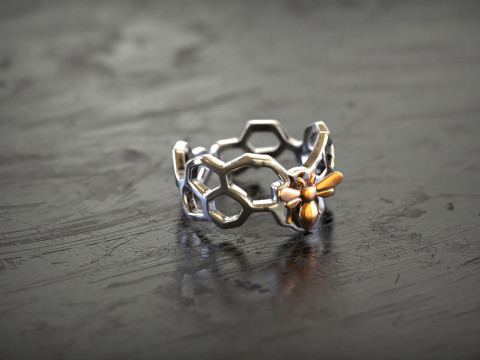 Anello di dichiarazione dell'ape a nido d'ape Modello di stampa 3D