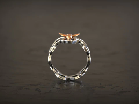 Honeycomb Bee Statement Ring 3D Print Model