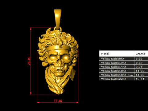 Bandana Skull Gothic Pendant 3D Print Model