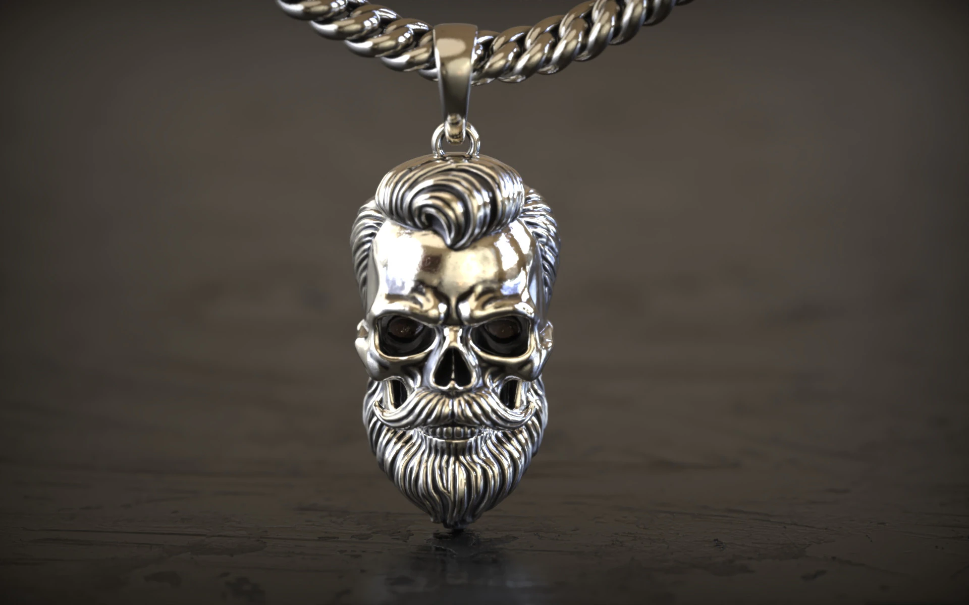 Bearded Skull Pendant 3D Print Model .c4d .max .obj .3ds .fbx .stl .blend